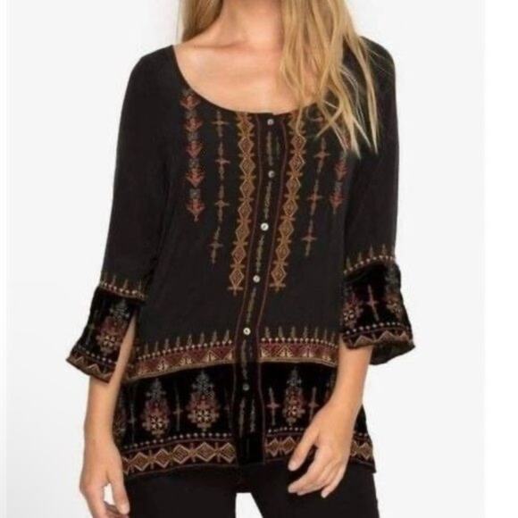 Johnny Was Workshop / Vika Peasant Tunic Top / Boho Embroidered Shirt - Picture 1 of 7